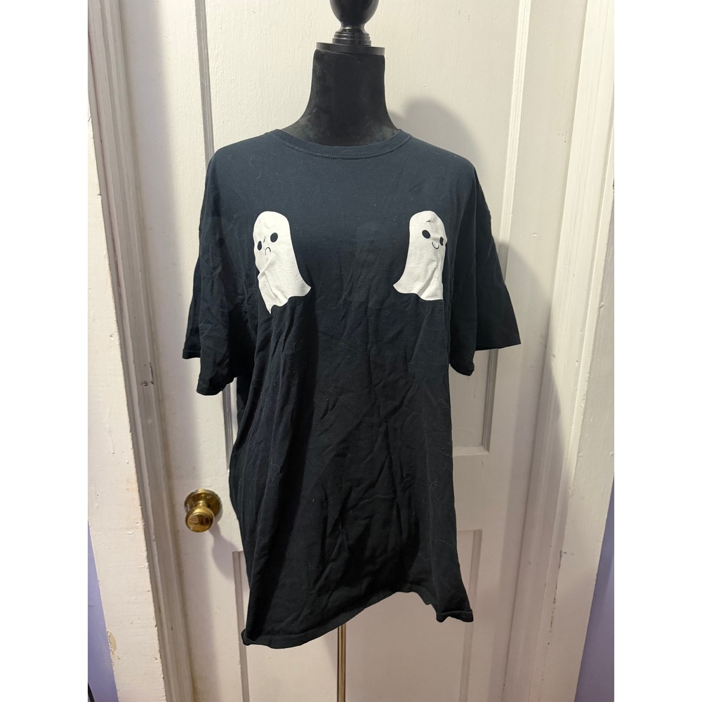 Girl Tribe Black 2 Ghost Graphic Short Sleeve Top XL Sad Happy Spooky Halloween